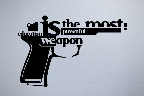 education gun typography art