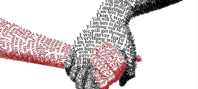 holding hands typography art