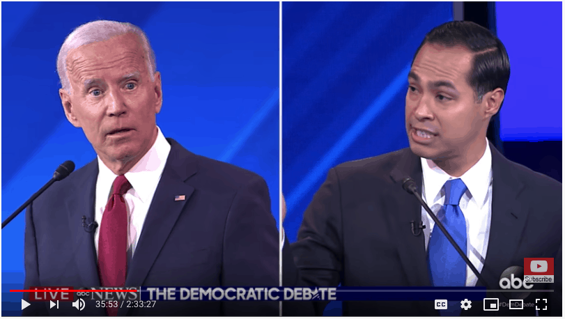 Julian Castro aggressive humor towards Biden.