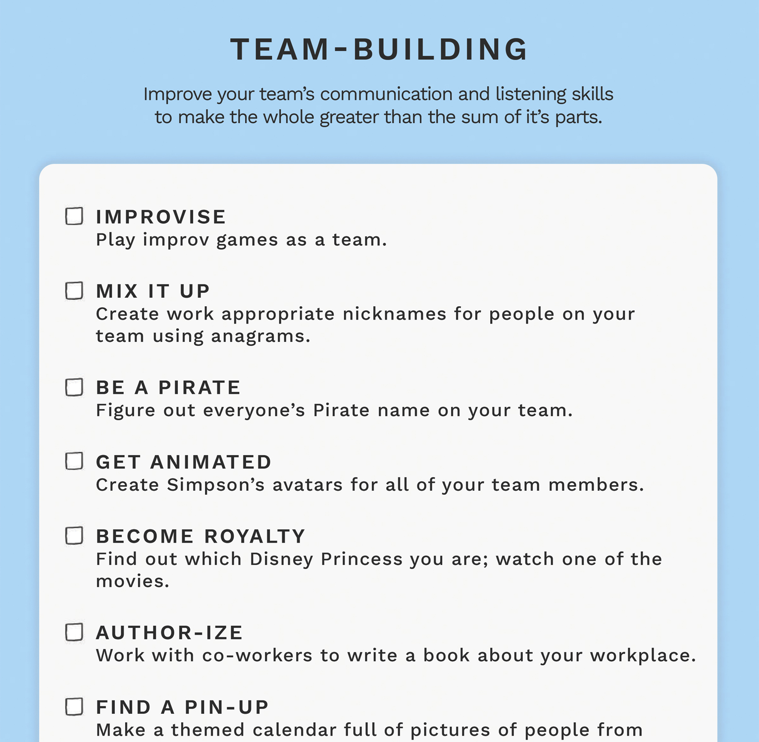 team-building-exercises-improv Team Building Exercises
